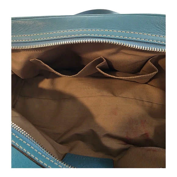 Coach Vintage Soft Smooth Leather Teal Blue Hampton Satchel #F11198 - Picture 15 of 16